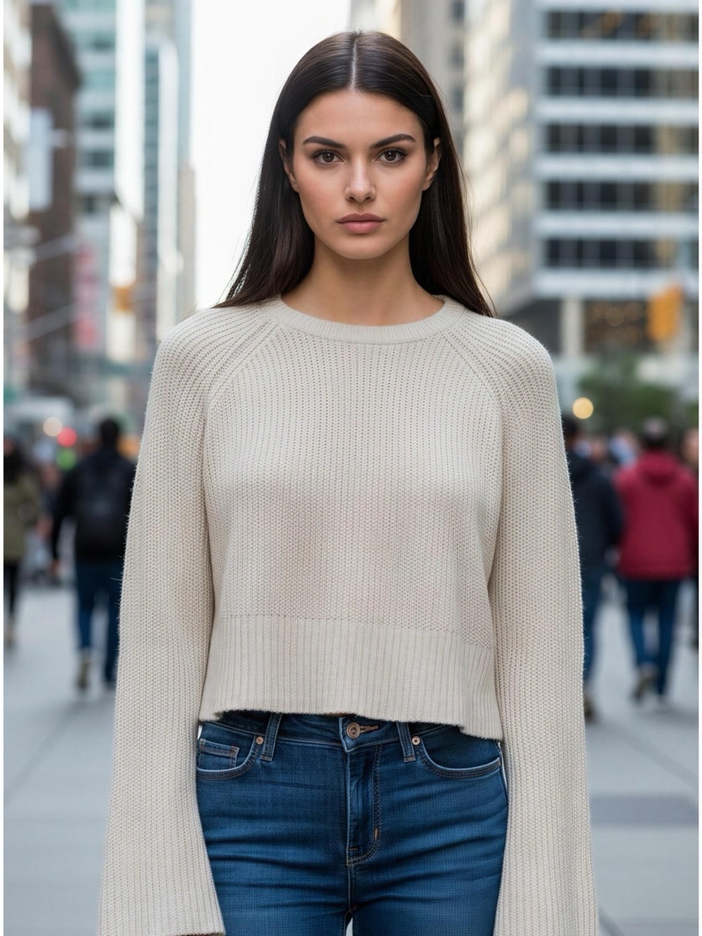 Vintage Vince Long Sleeve Crewneck Sweater - Light Beige
